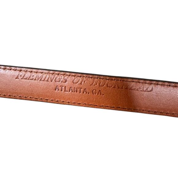 Vintage Western Concho Buckle Skinny Leather Belt 28 Brown Turquoise Stone Boho - Picture 8 of 8